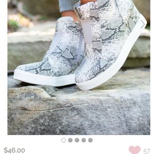 Known By All Gray Snake Wedge Sneakers